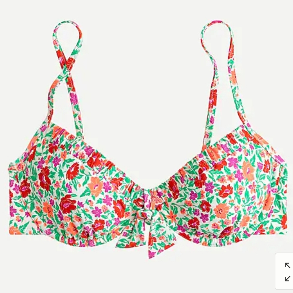 BRAND NEW with label, J.Crew RUCHED UNDERWIRE BIKINI TOP IN STORYBOOK FLORAL